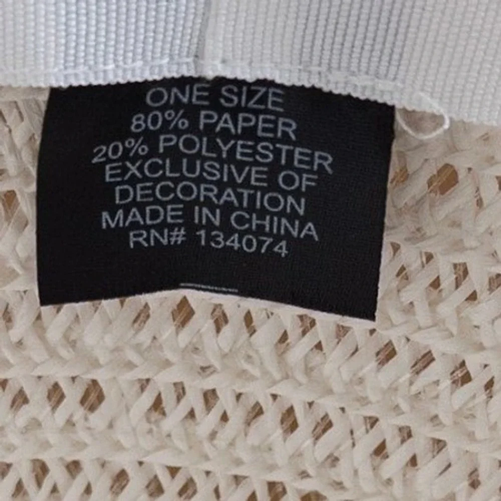 Womens Sun Hat One Size White Wide Brim‎ Straw Blend Resort Beach Summer Travel